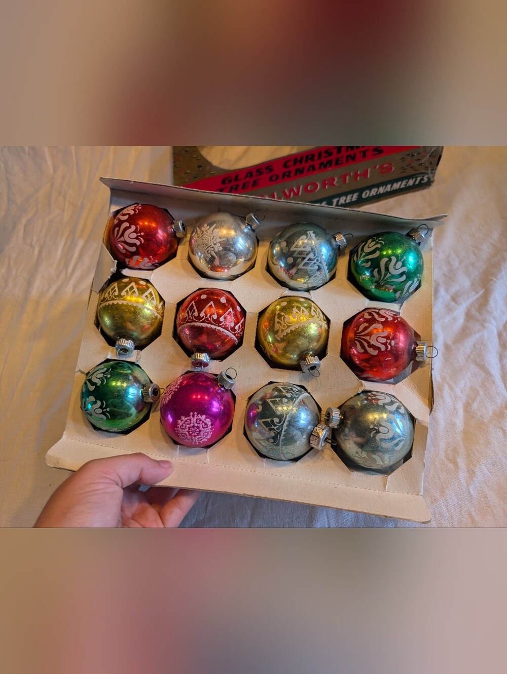 2/60$ Vintage Glass Holiday Ornaments - Multi-Color Set